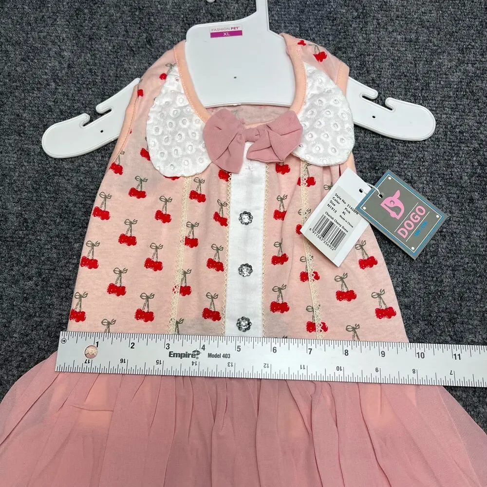 DOGO Pink Cotton Cherry Print Dress Size XL